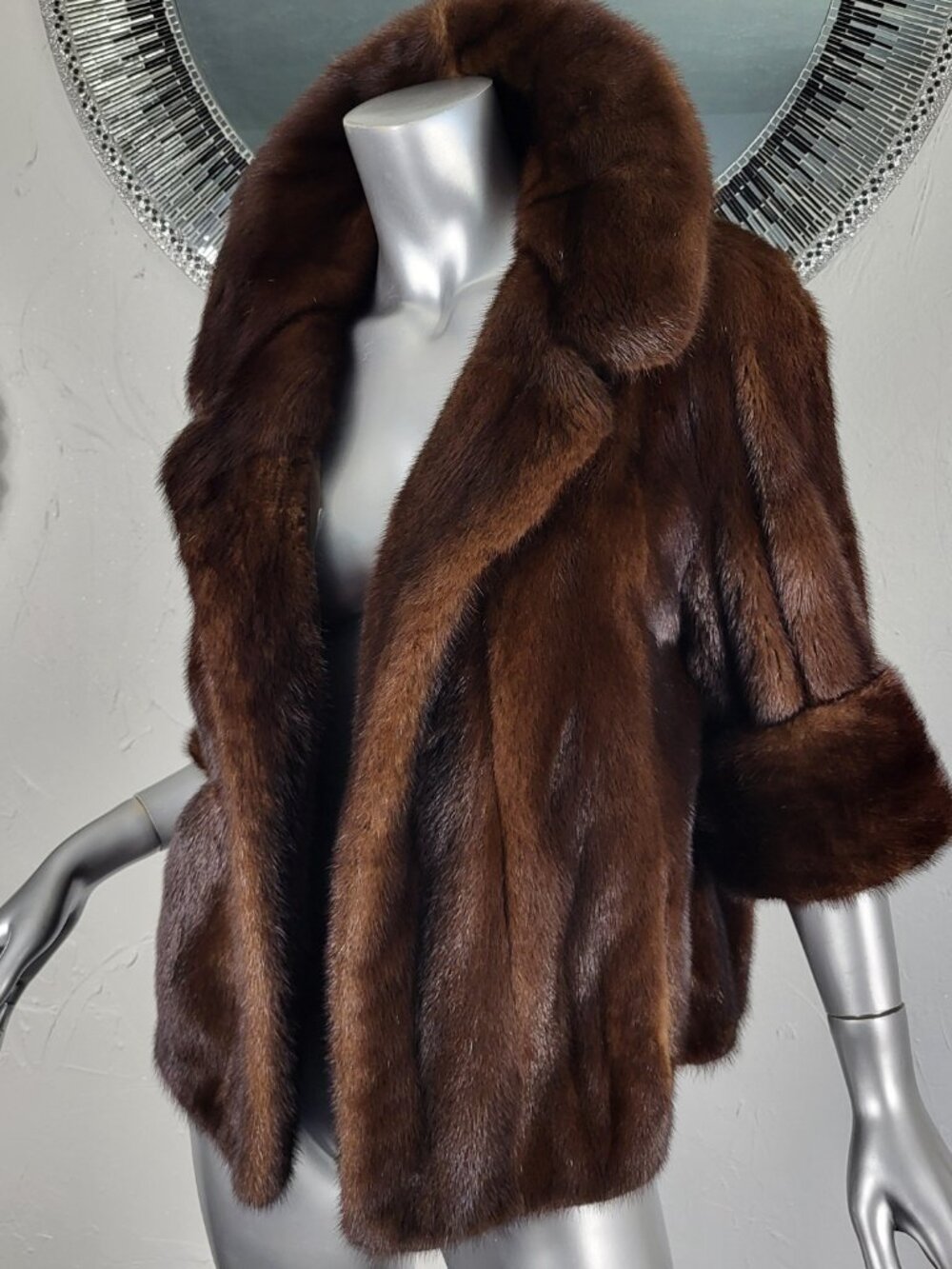 LOWENTHAL~M/L~VINTAGE RANCH BROWN MAHOGANY GENUINE REAL MINK FUR COAT JACKET